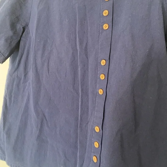 Vintage Navy Faux Button-Down Women's Top - Picture 2 of 6